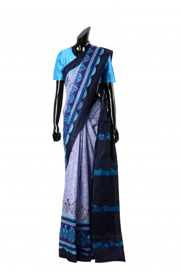 Royal Blue Cotton Sari